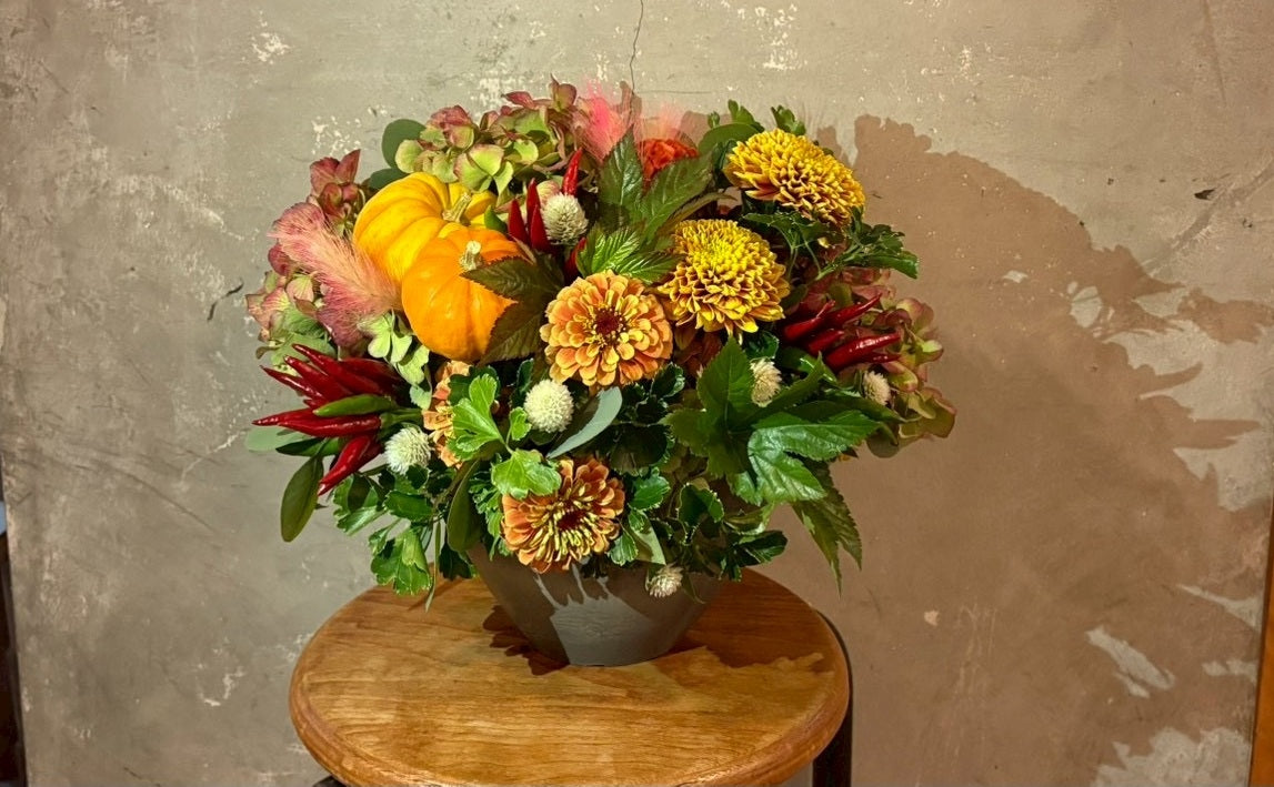 ハロウィーンアレンジ オレンジ系 パンプキン2個入